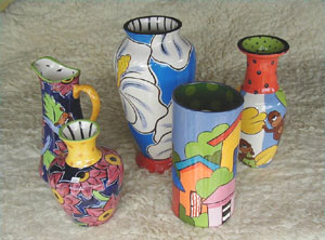 Ceramic vases are a small part of the large inventory displaying work by 100 artists.